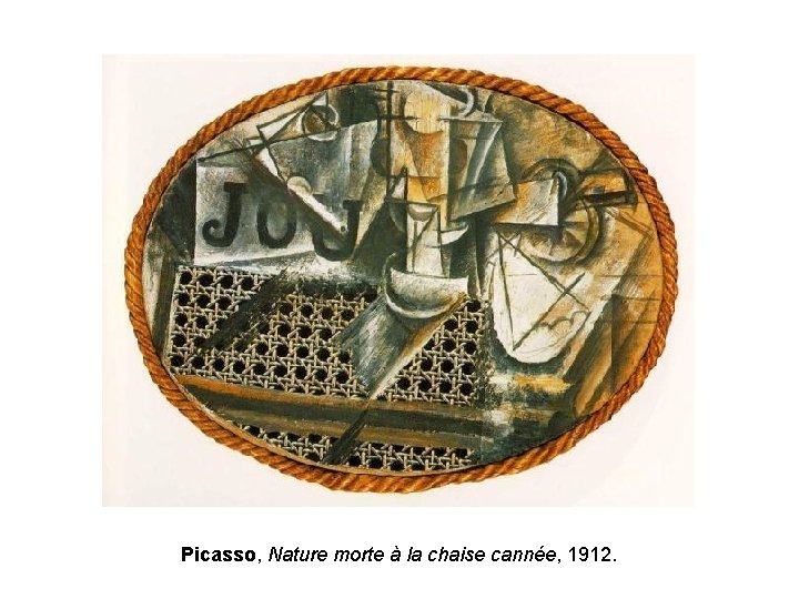 Picasso, Nature morte à la chaise cannée, 1912. 