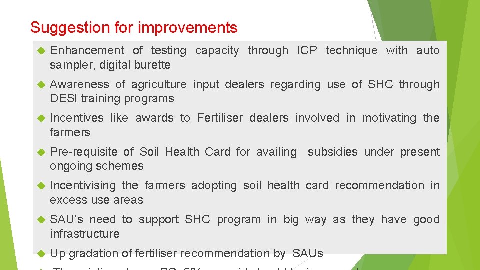 Suggestion for improvements Enhancement of testing capacity through ICP technique with auto sampler, digital