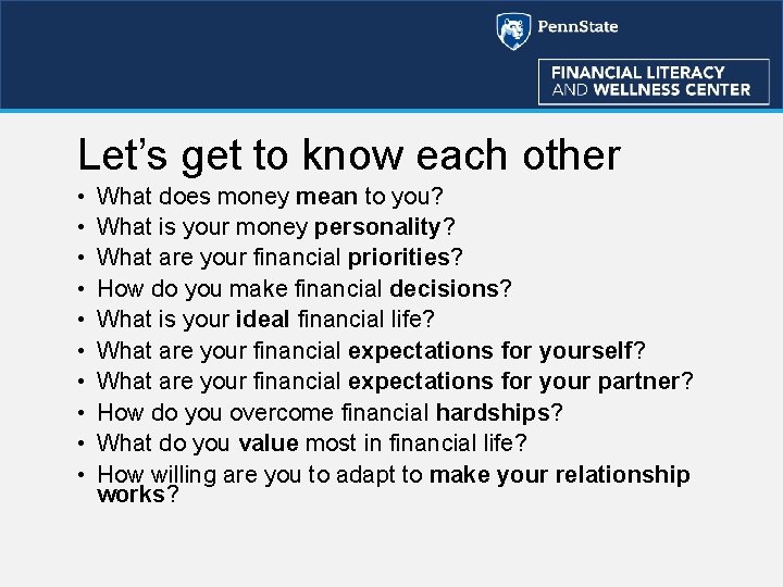 Let’s get to know each other • • • What does money mean to