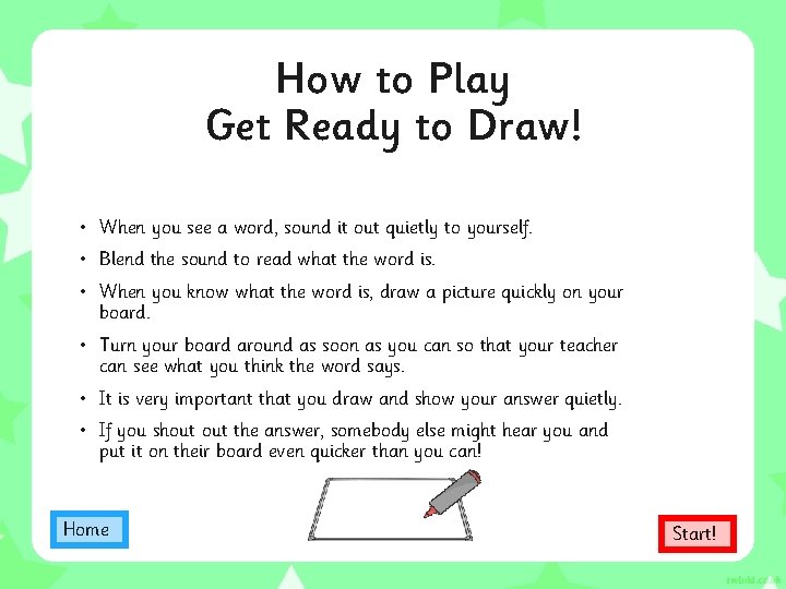 How to Play Get Ready to Draw! • When you see a word, sound