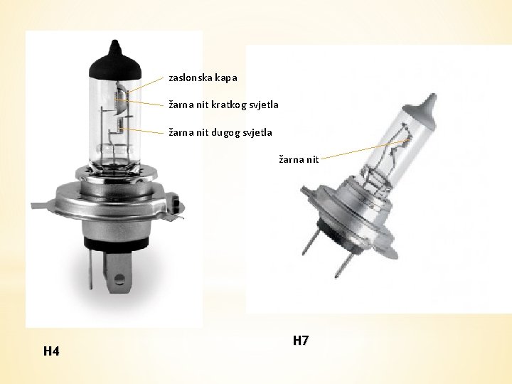 zaslonska kapa žarna nit kratkog svjetla žarna nit dugog svjetla žarna nit H 4