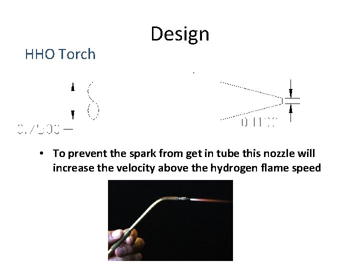 HHO Torch Design • To prevent the spark from get in tube this nozzle