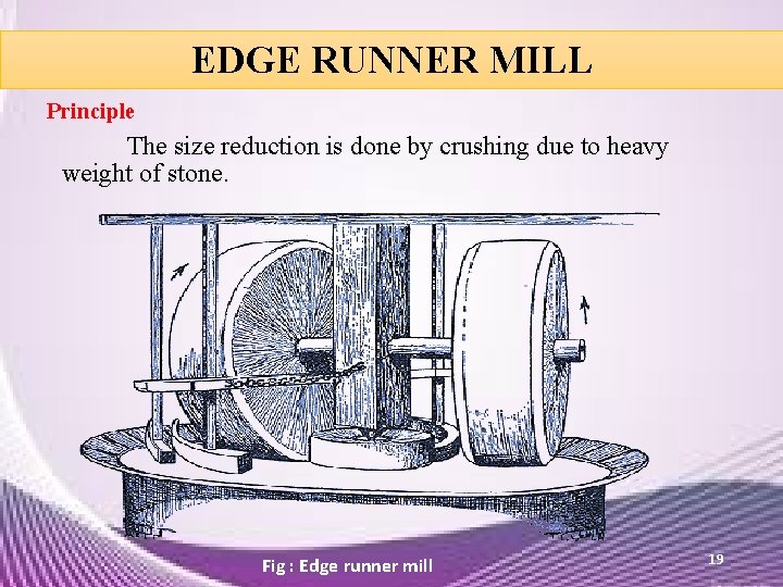 EDGE RUNNER MILL Principle The size reduction is done by crushing due to heavy EDGE RUNNER MILL Principle The size reduction is done by crushing due to heavy