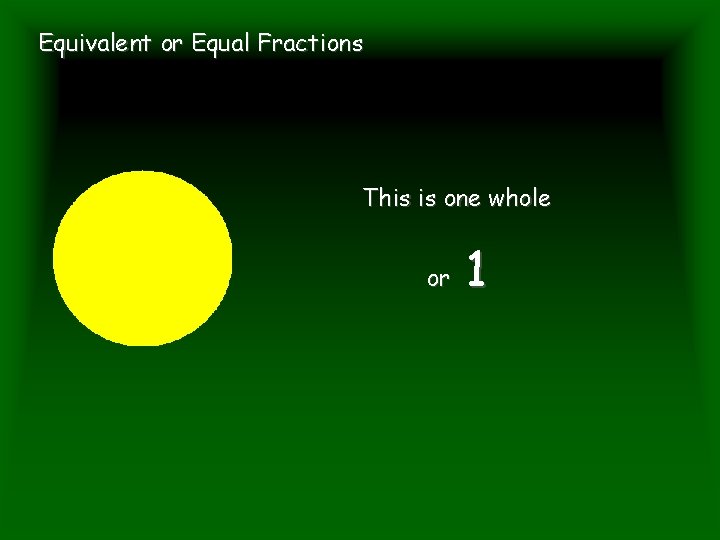 Equivalent or Equal Fractions This is one whole or 1 