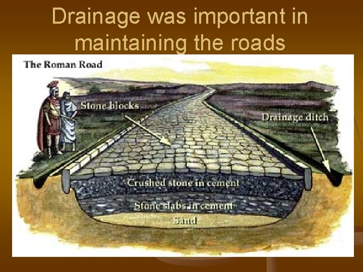 Drainage was important in maintaining the roads 