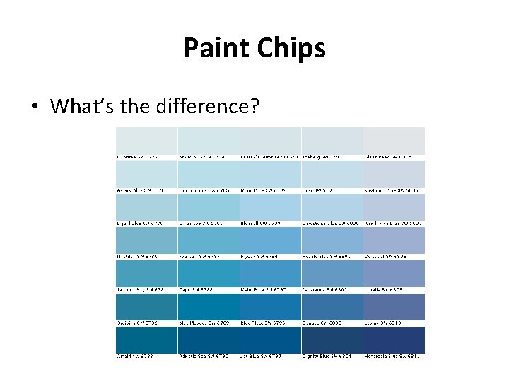 Paint Chips • What’s the difference? 