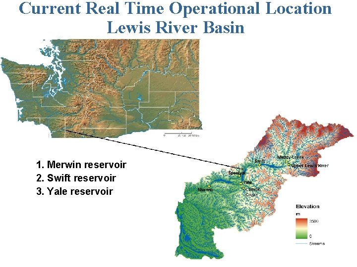 Current Real Time Operational Location Lewis River Basin 1. Merwin reservoir 2. Swift reservoir