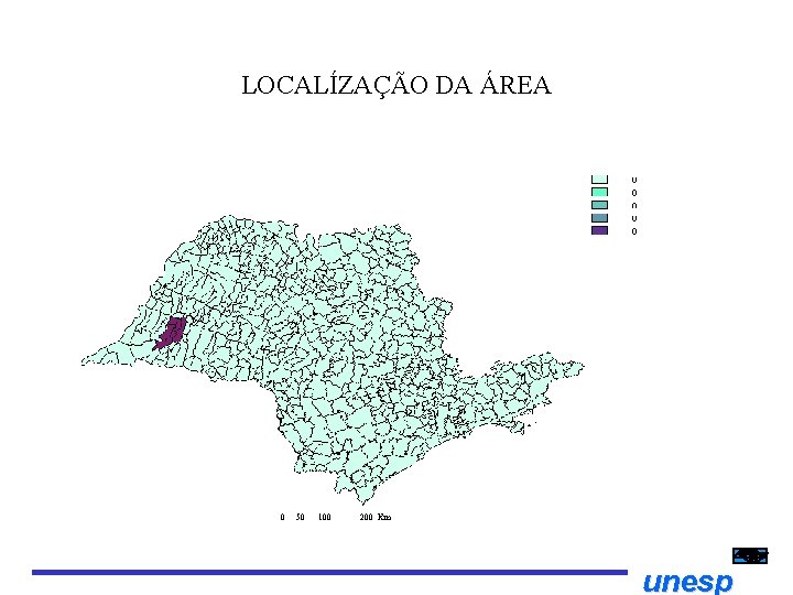 LOCALÍZAÇÃO DA ÁREA 0 50 100 200 Km unesp 