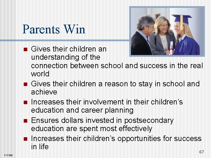 Parents Win n n 111105 Gives their children an understanding of the connection between