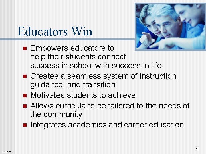 Educators Win n n 111105 Empowers educators to help their students connect success in