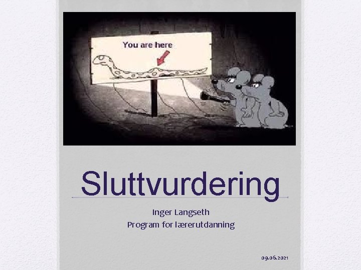 Sluttvurdering Inger Langseth Program for lærerutdanning 09. 06. 2021 