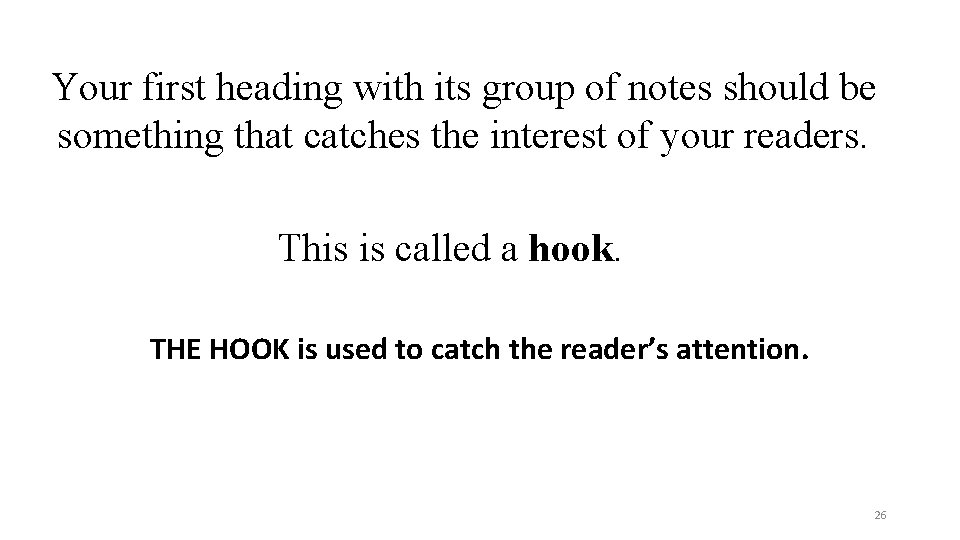 Your first heading with its group of notes should be something that catches the