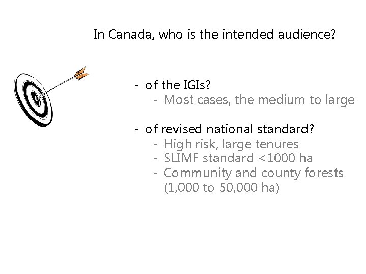 In Canada, who is the intended audience? - of the IGIs? - Most cases,