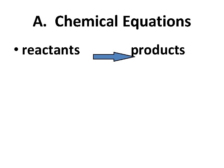 A. Chemical Equations • reactants products 