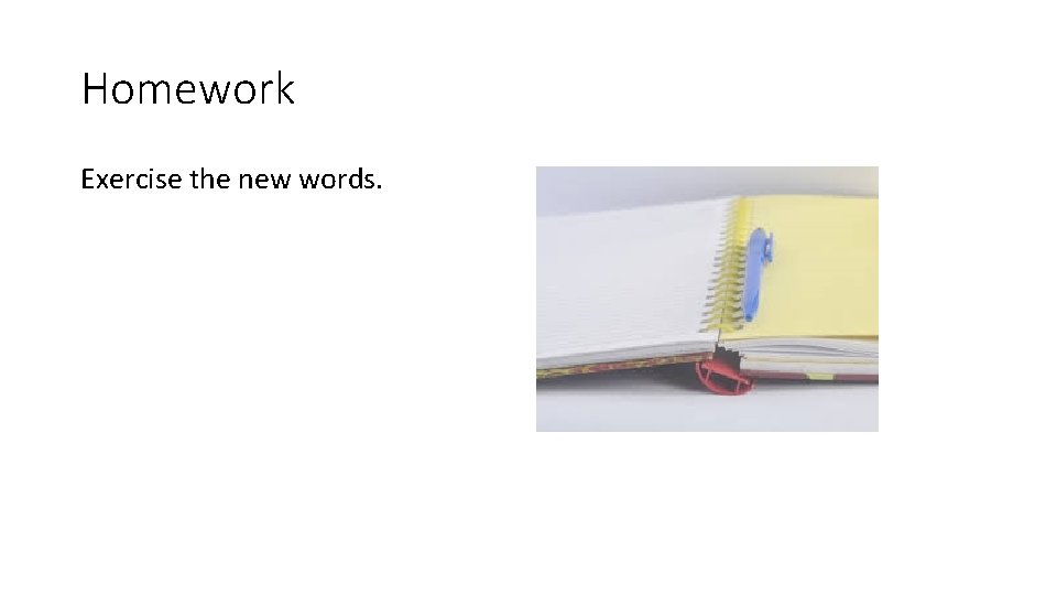 Homework Exercise the new words. 