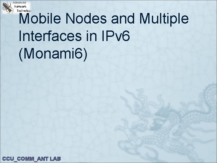 Mobile Nodes and Multiple Interfaces in IPv 6 (Monami 6) CCU_COMM_ANT LAB 