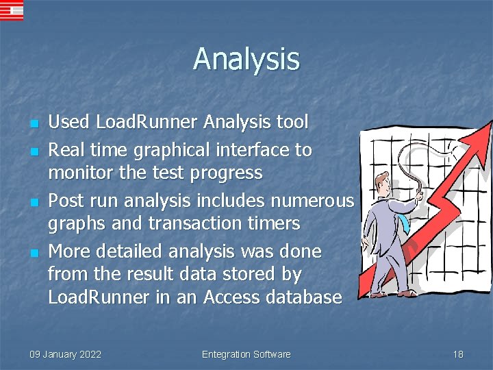Analysis n n Used Load. Runner Analysis tool Real time graphical interface to monitor