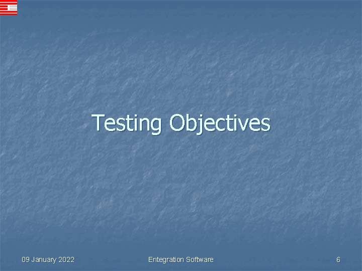 Testing Objectives 09 January 2022 Entegration Software 6 