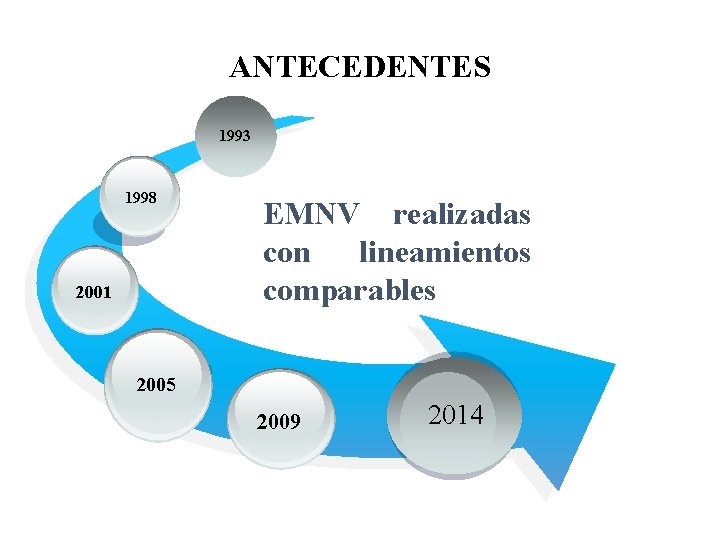 ANTECEDENTES 1993 1998 2001 EMNV realizadas con lineamientos comparables 2005 2009 2014 
