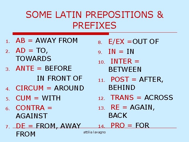 SOME LATIN PREPOSITIONS & PREFIXES 1. 2. 3. 4. 5. 6. 7. AB =