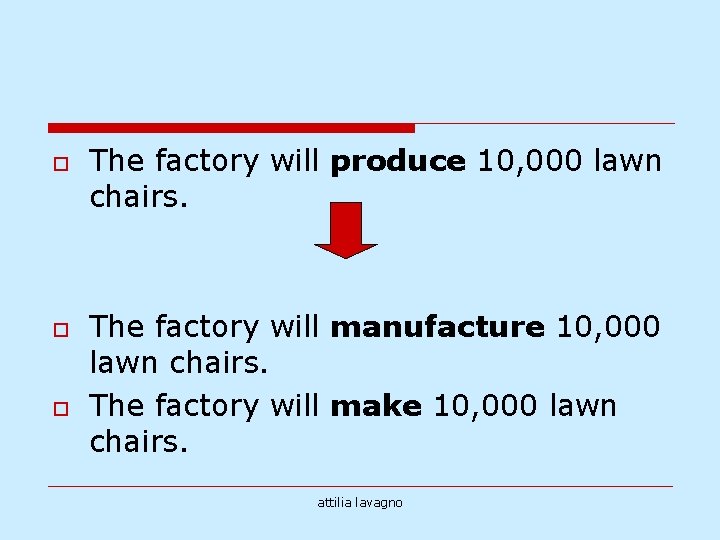 o o o The factory will produce 10, 000 lawn chairs. The factory will
