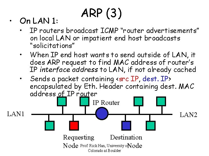  • On LAN 1: • • • ARP (3) IP routers broadcast ICMP