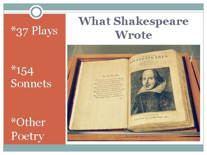 *37 Plays *154 Sonnets *Other Poetry What Shakespeare Wrote 