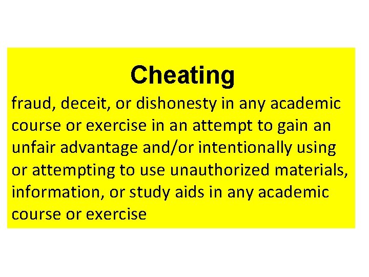Cheating fraud, deceit, or dishonesty in any academic course or exercise in an attempt