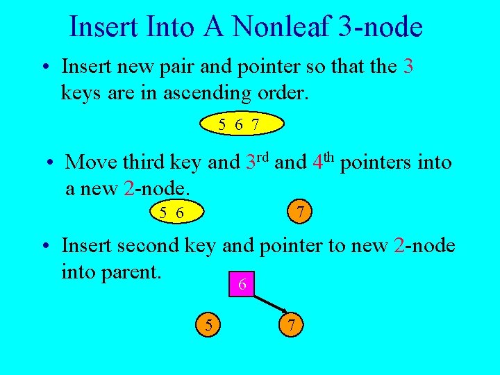 Insert Into A Nonleaf 3 -node • Insert new pair and pointer so that