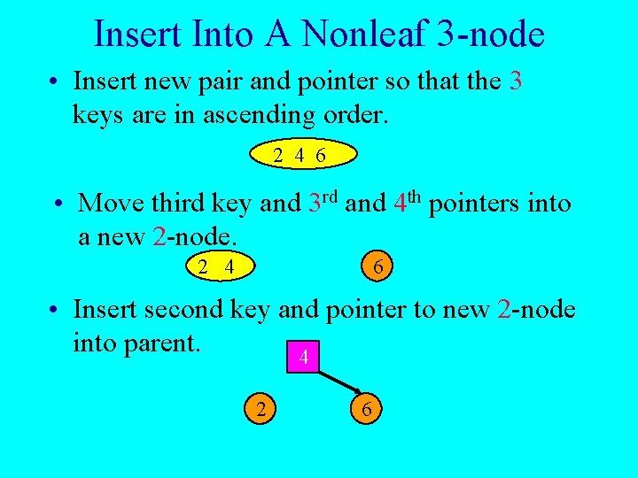 Insert Into A Nonleaf 3 -node • Insert new pair and pointer so that