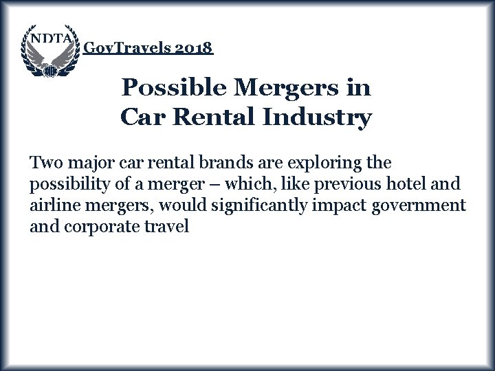 Gov. Travels 2018 Possible Mergers in Car Rental Industry Two major car rental brands