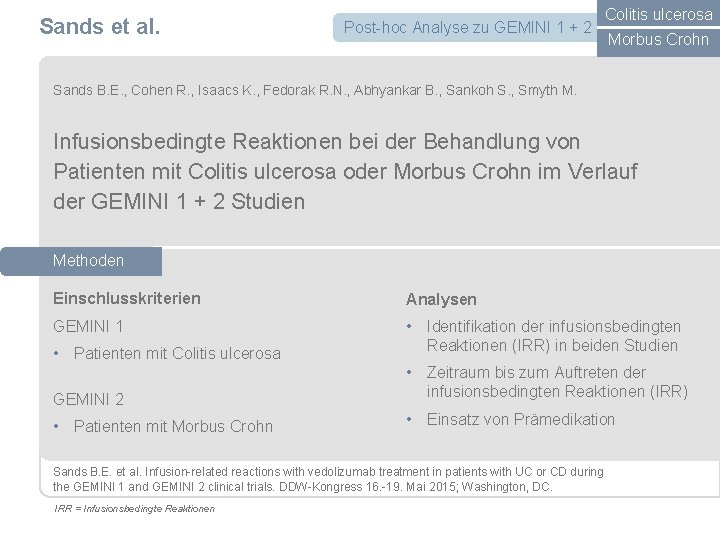 Sands et al. Post-hoc Analyse zu GEMINI 1 + 2 Colitis ulcerosa Morbus Crohn