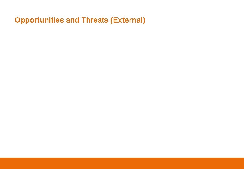 Opportunities and Threats (External) 