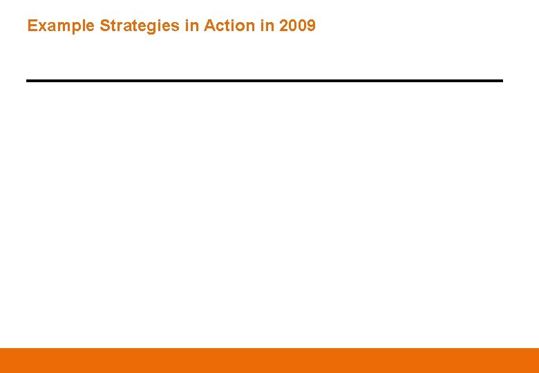 Example Strategies in Action in 2009 