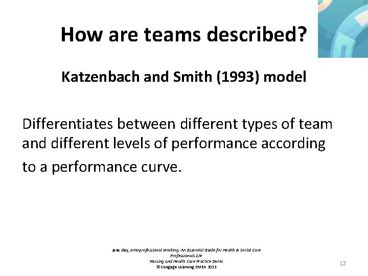 How are teams described? Katzenbach and Smith (1993) model Differentiates between different types of
