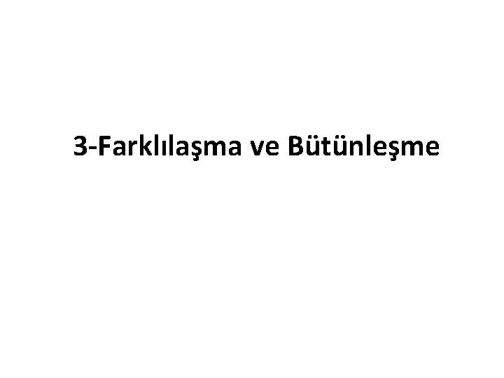 3 -Farklılaşma ve Bütünleşme 