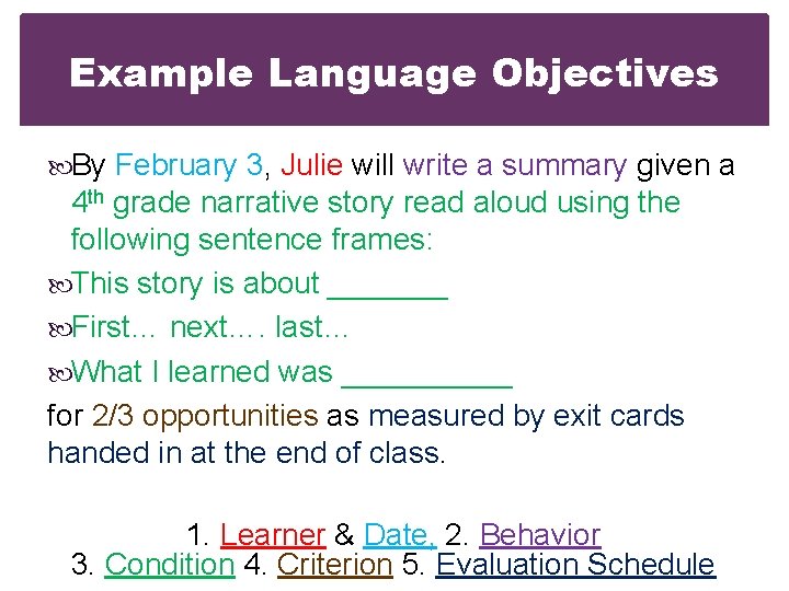 Oral Language Development Adapted from the work of