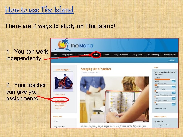 How to use The Island There are 2 ways to study on The Island!