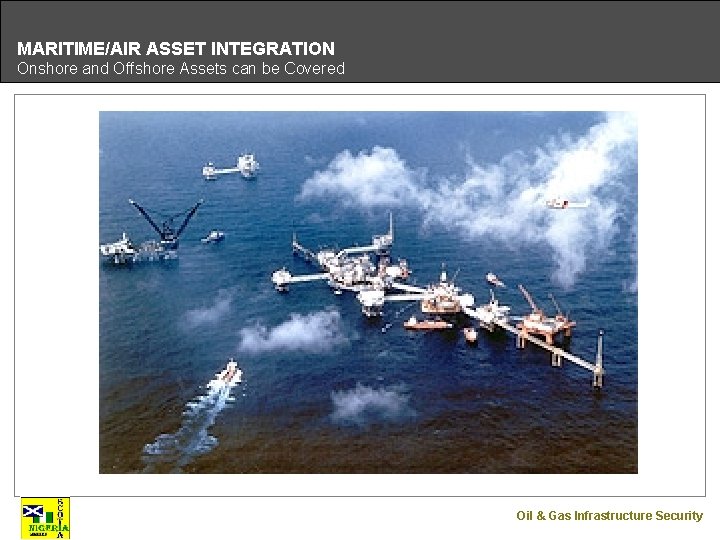MARITIME/AIR ASSET INTEGRATION Onshore and Offshore Assets can be Covered Oil & Gas Infrastructure