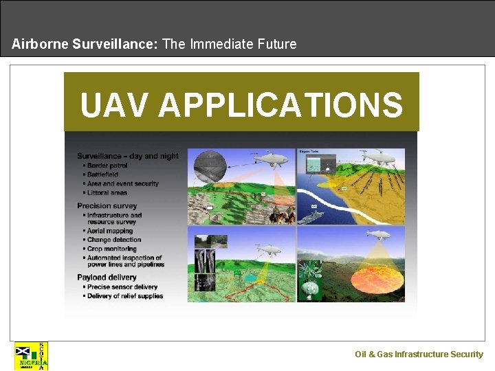 Airborne Surveillance: The Immediate Future UAV APPLICATIONS Oil & Gas Infrastructure Security 