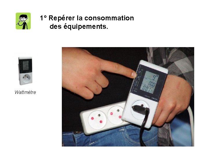 1° Repérer la consommation des équipements. Wattmètre 