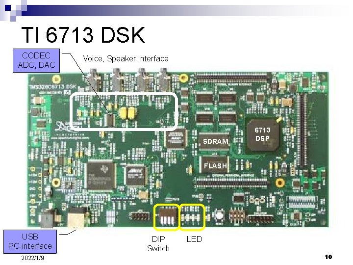 TI 6713 DSK CODEC ADC, DAC Voice, Speaker Interface SDRAM 6713 DSP FLASH USB