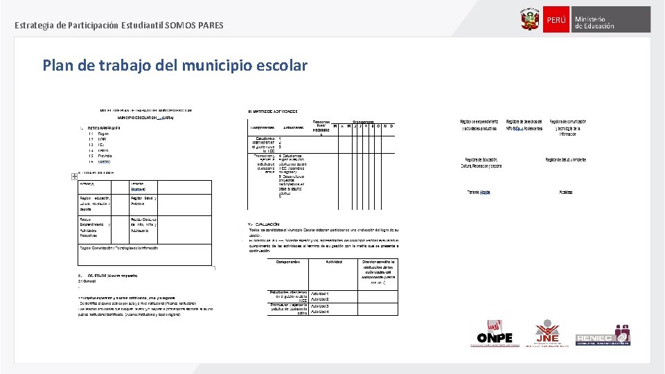 Estrategia de Participación Estudiantil SOMOS PARES Plan de trabajo del municipio escolar 