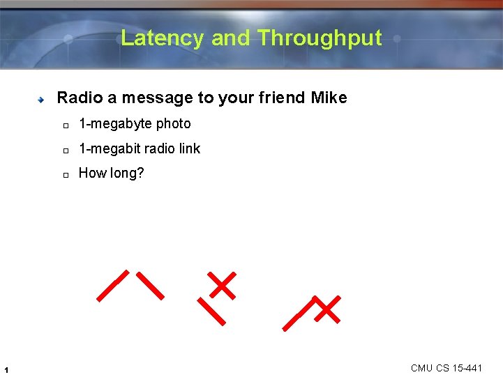 Latency and Throughput Radio a message to your friend Mike 1 � 1 -megabyte