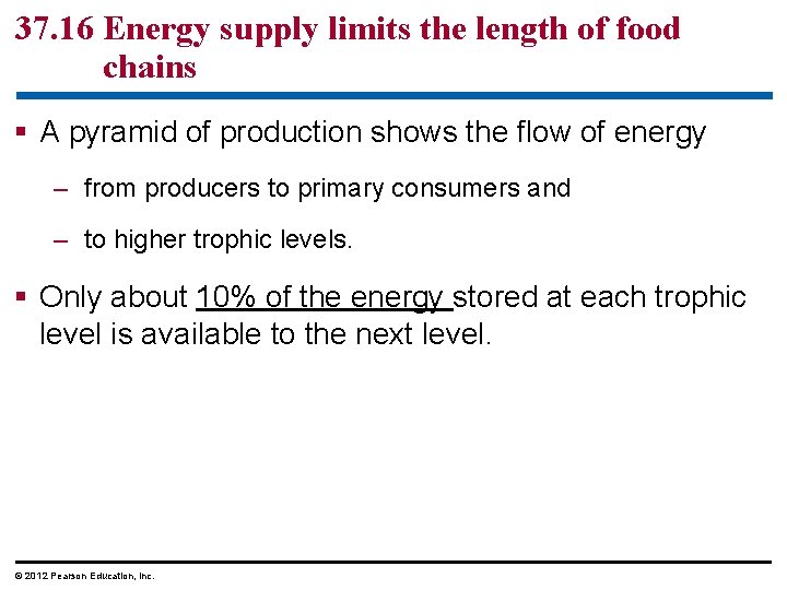 37. 16 Energy supply limits the length of food chains § A pyramid of