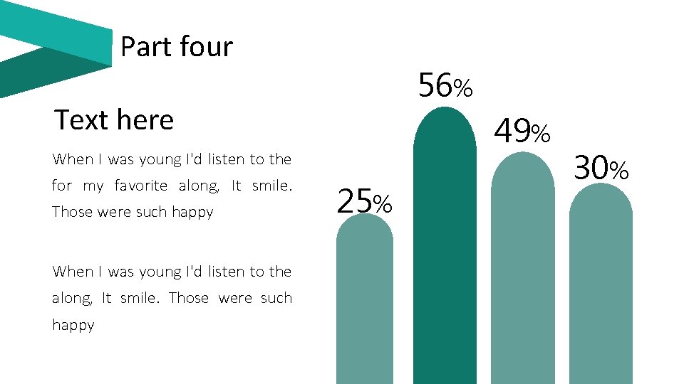 Part four 56% Text here 49% When I was young I'd listen to the Part four 56% Text here 49% When I was young I'd listen to the