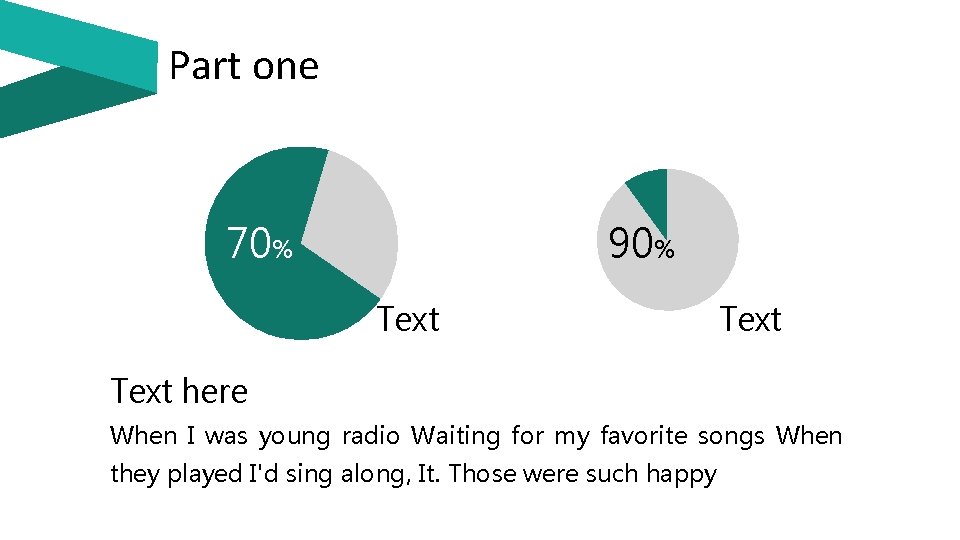 Part one 70% 90% Text here When I was young radio Waiting for my