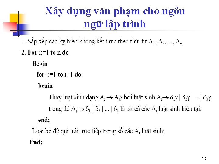 Xây dựng văn phạm cho ngôn ngữ lập trình 13 