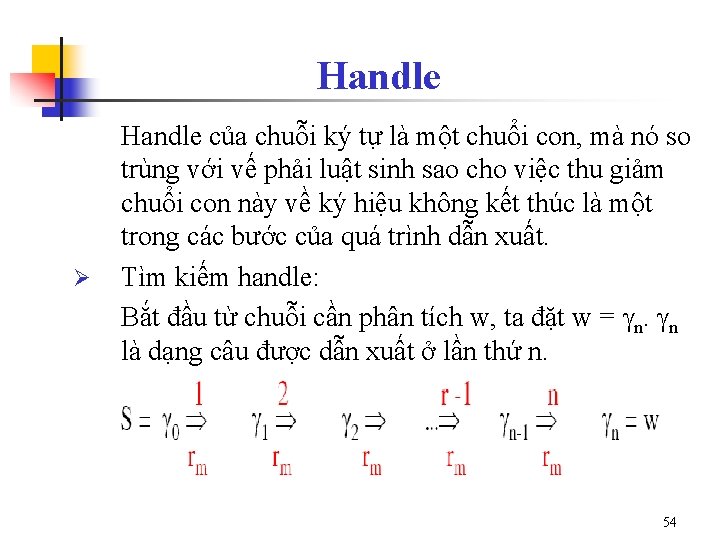 Handle Ø Handle của chuỗi ký tự là một chuổi con, mà nó so