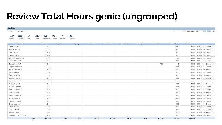 Review Total Hours genie (ungrouped) 